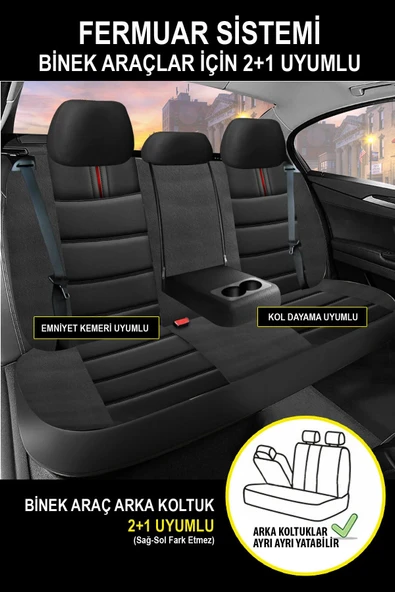 KURRA STORE Renault Super 5 (B/C40) 1.7 (B/C40KB/C40G) (87 HP) 1989 Trend Carbon Oto Koltuk Kılıfı Kırmızı - Resim 3