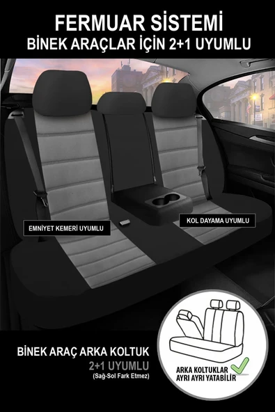 KURRA STORE Dacia Duster Ambiance 1.6 16v 105 Lpg Euro5 2012 Trend Serisi Tay Tüyü Oto Koltuk Kılıfı FÜME - 3