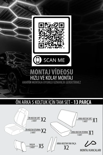 KURRA STORE Dacia Logan Mcv Ambiance 1.6 Lpg Euro5 5 Kisilik 2013 Trend Serisi Tay Tüyü Oto Koltuk Kılıfı Füme - 6