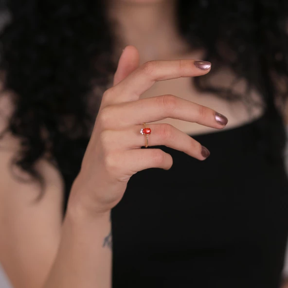 Damla Mercan Taşlı Yüzük - 3