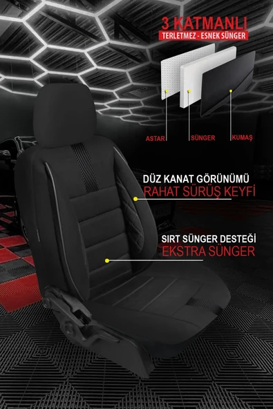 KURRA STORE Mercedes-benz 300 (w124) 300 D 4matıc (109) 1988 Trend Serisi Tay Tüyü Oto Koltuk Kılıfı SİYAH - 2