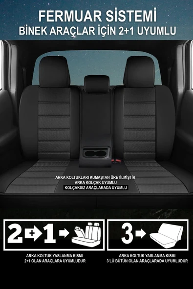 KURRA STORE Seat Toledo  Uyumlu 5 KOLTUK TAM SET pike KUMAŞ OTO KOLTUK KILIFI SİYAH - 4