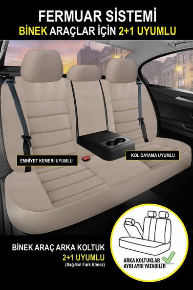 KURRA STORE Chrysler Jeep Wrangler Rubicon 2.8 Crd 4 Kapı 2007 Trend Serisi Tay Tüyü Oto Koltuk Kılıfı BEJ - 5