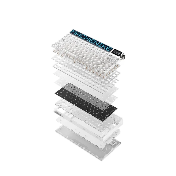 Machenike KT84-B84W Tri-Mode Gateron White Switch LCD RGB Beyaz İngilizce Gaming Klavye - Resim 5