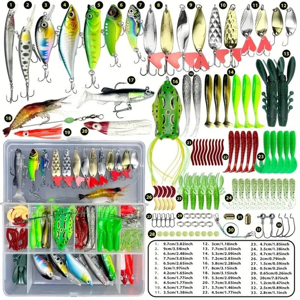 Valkyrie 122 Parça Kutulu Balık Olta Yem Seti Rapala Silikon Kaşık İğne Tatlı Tuzlu Su Spin Olta Seti - 3