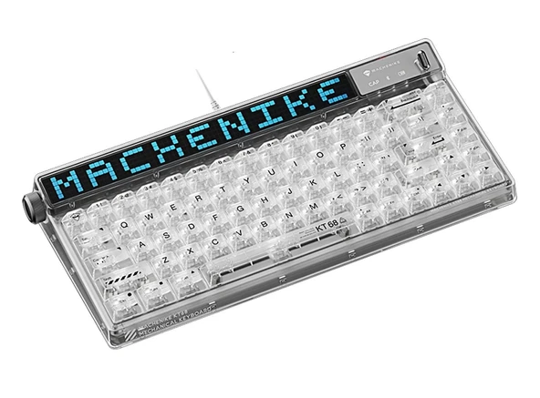 Machenike KT68 Kablolu Crystal Tactile Switch LCD RGB Beyaz İngilizce Gaming Klavye - Resim 3
