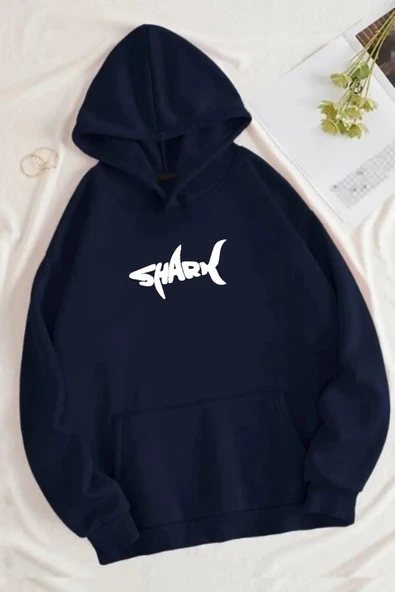 Unisex Shark Baskılı Oversize Sweatshirt - 3