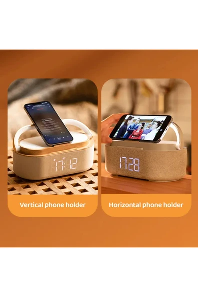 Range Smart Bluetooth Taşıma Kulplu  Led Işıklı Dijital Saat Speaker Hoparlör ( 1+1 Hd Ses sistemi) KL01 - 2