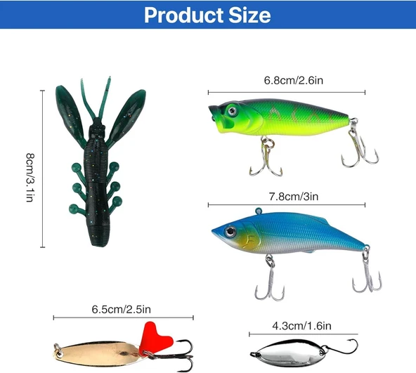 Valkyrie 122 Parça Kutulu Balık Olta Yem Seti Rapala Silikon Kaşık İğne Tatlı Tuzlu Su Spin Olta Seti - 5