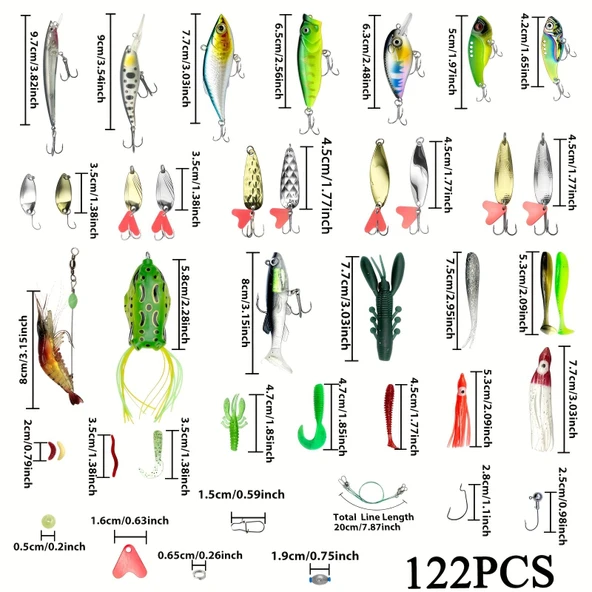 Valkyrie 122 Parça Kutulu Balık Olta Yem Seti Rapala Silikon Kaşık İğne Tatlı Tuzlu Su Spin Olta Seti - 2