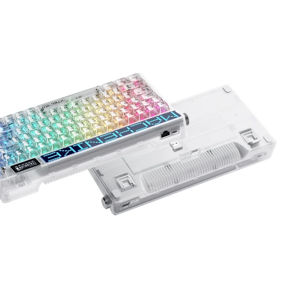 Machenike KT84-B84W Tri-Mode Gateron White Switch LCD RGB Beyaz İngilizce Gaming Klavye - Resim 3