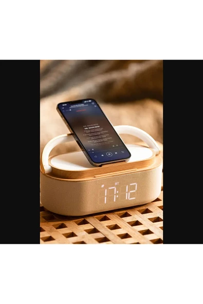 Range Smart Bluetooth Taşıma Kulplu  Led Işıklı Dijital Saat Speaker Hoparlör ( 1+1 Hd Ses sistemi) KL01 - 3