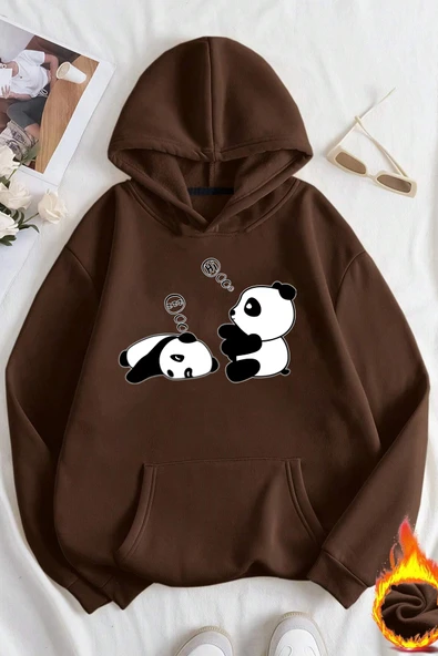 Unisex Panda Baskılı Oversize Sweatshirt - 3