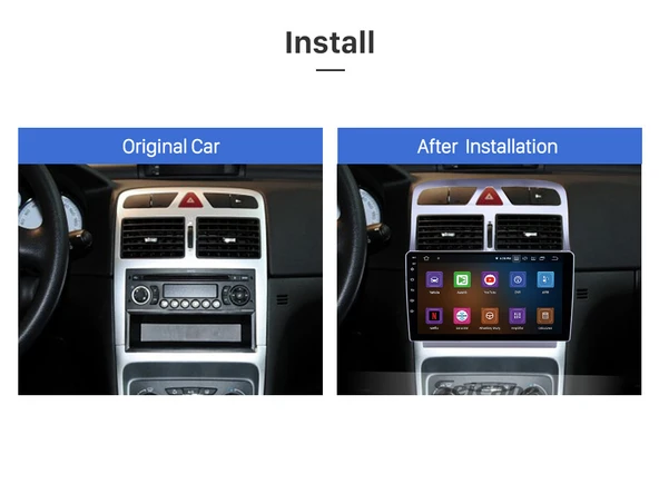 Fimex PEUGEOT 307 2002-2013 MULTİMEDYA NAVİGASYON USB KAMERA CARPLAYER 4 RAM - Resim 2