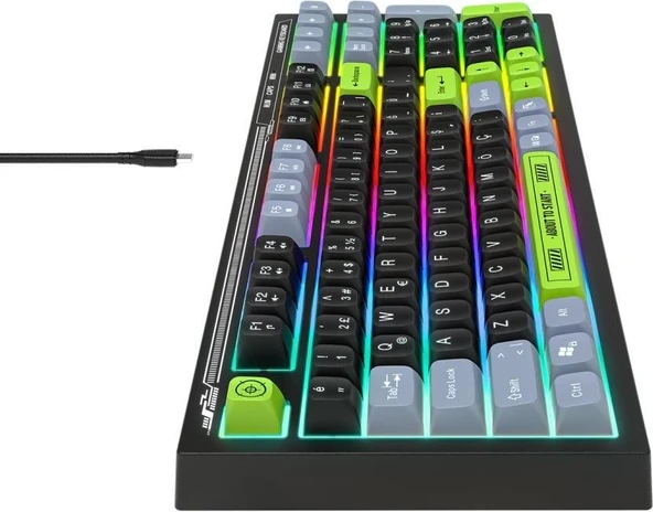 Everest Kb-98 Sılent Siyah/gri/yeşil Sessiz Rainbow Q Membrane Oyuncu Klavyesi - 5