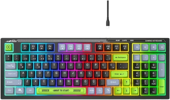 Everest Kb-98 Sılent Siyah/gri/yeşil Sessiz Rainbow Q Membrane Oyuncu Klavyesi