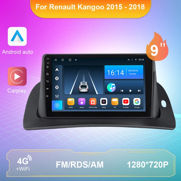 AVGO RENAULT KANGOO 2015-2018 MULTİMEDYA NAVİGASYON USB KAMERA CARPLAYER 4 RAM ürün görseli 1