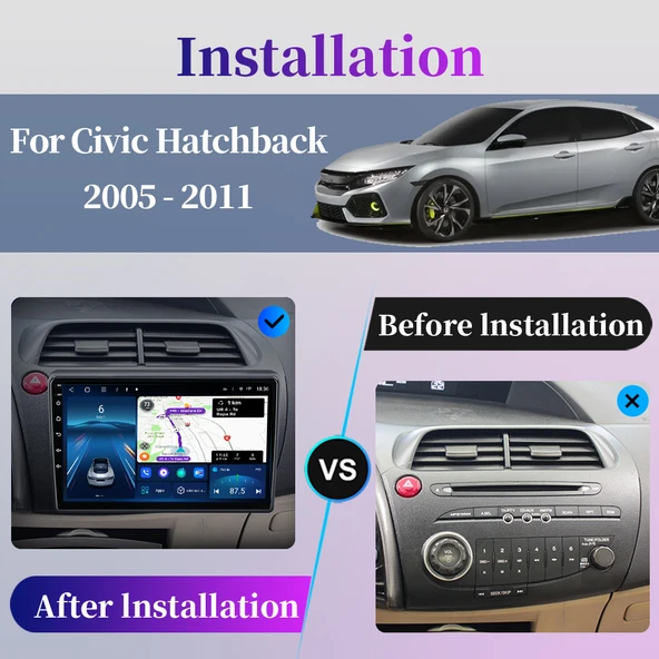 Necvox HONDA CIVIC 2006-2011 MULTİMEDYA NAVİGASYON USB KAMERA CARPLAYER 4 RAM - Resim 2