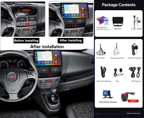 Necvox OPEL COMBO (2011-2018) MULTİMEDYA NAVİGASYON USB KAMERA CARPLAYER 4 RAM - Resim 2