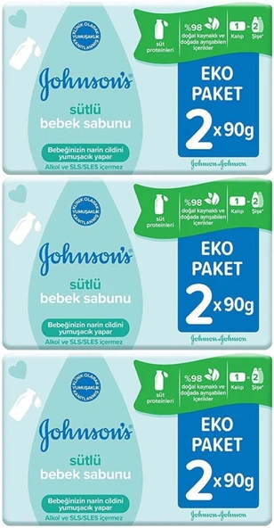 Johnsons Baby Bebek Sabunu 90GR Sütlü 6 Lı Set (3PK*2)