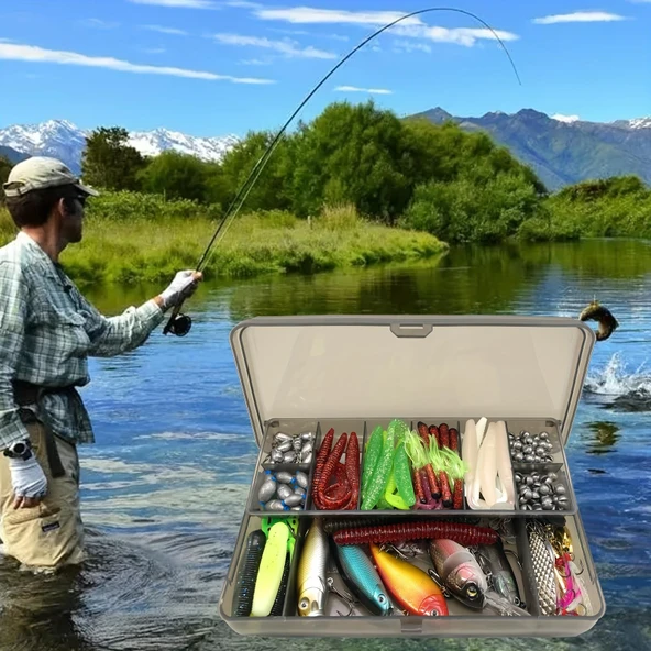 Valkyrie 296 Parça Kutulu Komple Balık Olta Seti Silikon Rapala Kurbağa İğne Kurşun Tatlı Tuzlu Su - 5