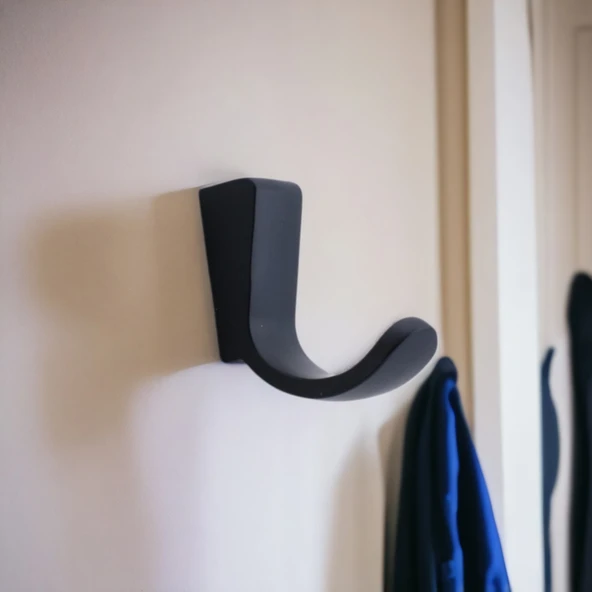 Geven Çanta Elbise Askısı Siyah Dolap Askılık Askılığı Duvar Vestiyer Banyo Mutfak Kıyafet Asma Kulp - 6