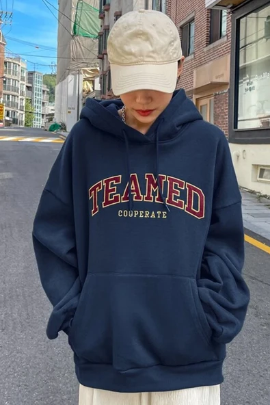 Unisex Teamed Baskılı Oversize Sweatshirt - Resim 3