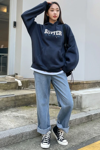 Unisex Better Baskılı Oversize Sweatshirt - Resim 3