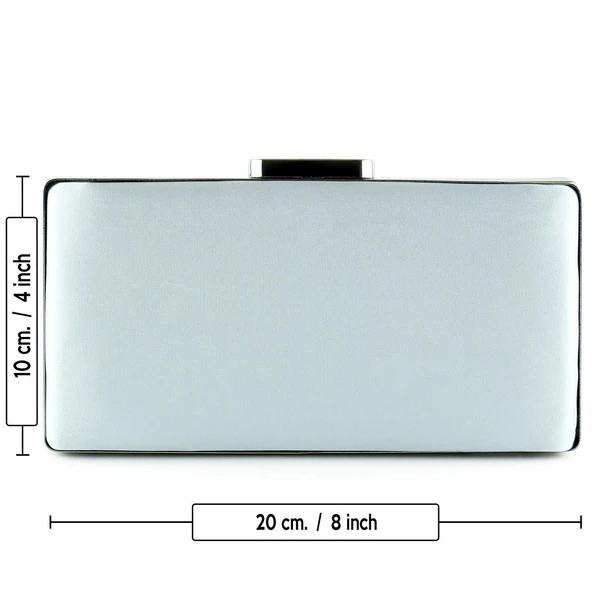 Erkan Saçmacı Gümüş Saten Degrade Kristal Taşlı Metal Saplı Abiye El Çantası - 4