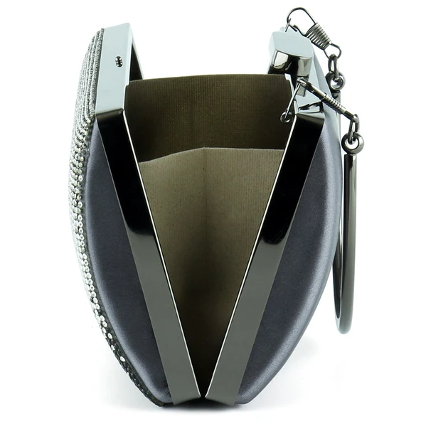 Erkan Saçmacı Antrasit Saten Degrade Kristal Taşlı Metal Saplı Abiye El Çantası - 3