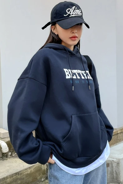 Unisex Better Baskılı Oversize Sweatshirt - Resim 2