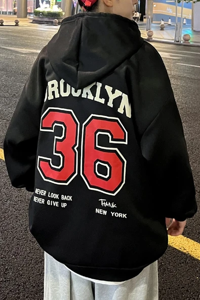 Erkek 36 Brooklyn Baskılı Oversize Sweatshirt - Resim 2