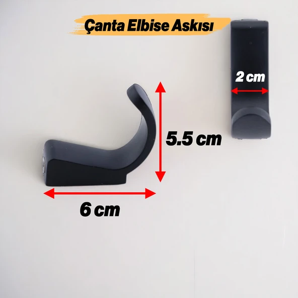 Geven Çanta Elbise Askısı Siyah Dolap Askılık Askılığı Duvar Vestiyer Banyo Mutfak Kıyafet Asma Kulp - 4