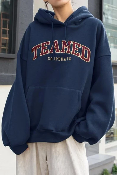 Unisex Teamed Baskılı Oversize Sweatshirt - Resim 2