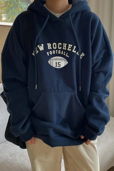 Unisex Football Baskılı Oversize Sweatshirt - Resim 3
