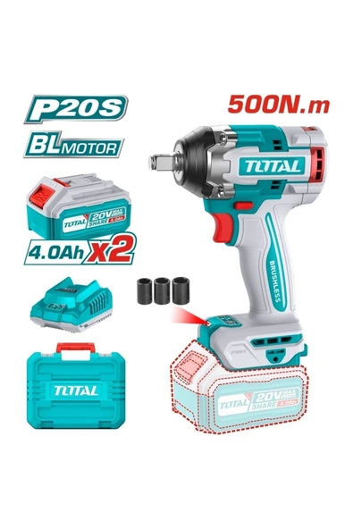 Total Li-ion Akülü Somun Sıkma Kömürsüz Motor 4.0 Ah Çift Akü Tıwlı2050 ürün görseli