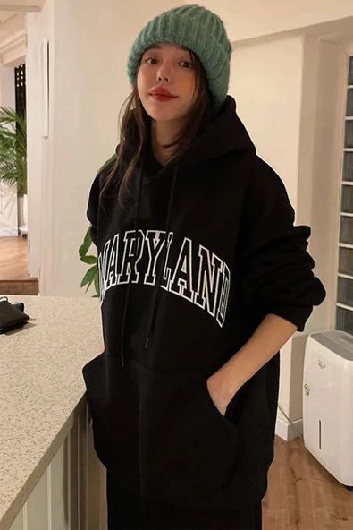 Unisex MARYLAND Baskılı Oversize Sweatshirt