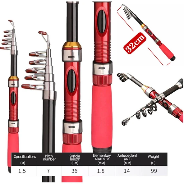 Valkyrie 1.5M LRF Spin Olta Kamış Seti Motorlu Misinalı Kullanıma Hazır - 4