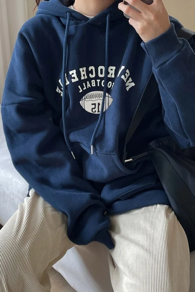 Unisex Football Baskılı Oversize Sweatshirt - Resim 2