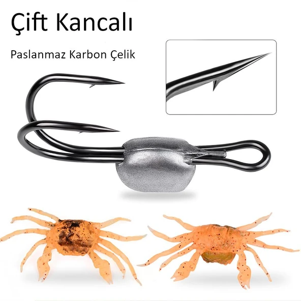 Valkyrie 3 Adet Çift İğneli Yumuşak Silikon Yengeç Olta Balık Yemi 13cm 32.5gr - Gerçekçi Çupra Levrek Avcısı - 4