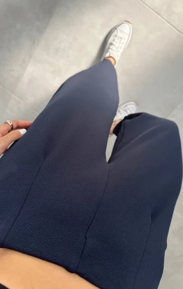 Kadın Beli Lastikli Esnek Balon Lacivert Pantolon - 6