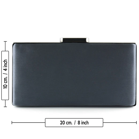 Erkan Saçmacı Antrasit Saten Kristal Granül Taşlı Metal Saplı Abiye El Çantası - 4