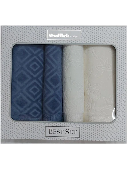 Özdilek Best Set Pastoral Krem-lacivert Hamam Seti  1512