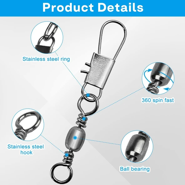 Valkyrie 200 Adet Kutulu Fırdöndü Seti Paslanmaz Klipsli Kilitli 5 Farklı Boy Gümüş Renk - 7