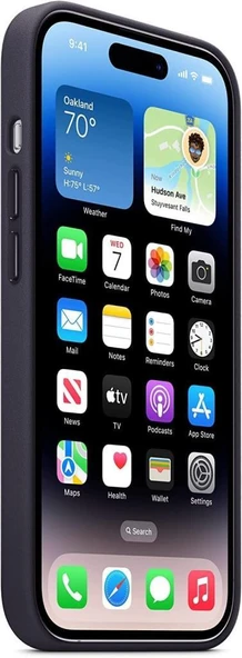 iPhone 14 Pro için MagSafe özellikli Deri Kılıf - Mürekkep Moru Teşhir - 2