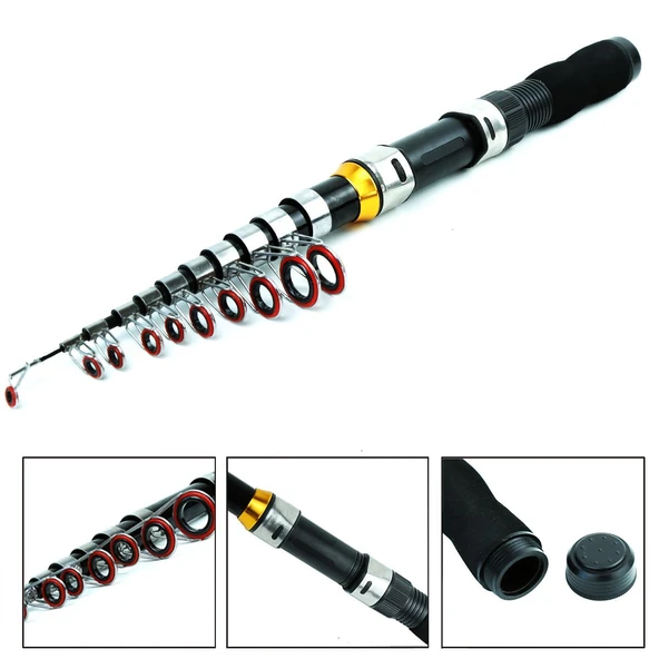 Valkyrie 1. Kalite Tam Takım Balık Olta Seti 2.3m Çantalı Aksesuarlı 10 Boğum Teleskopik Kamış CB240 Motor - 3