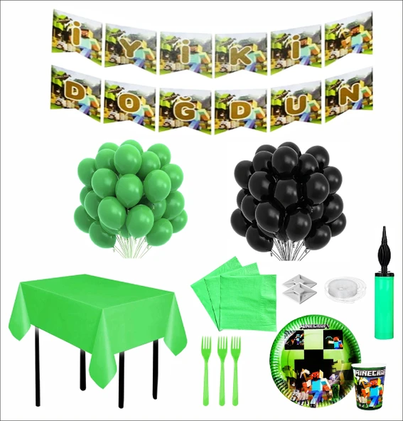 MİNECRAFT TEMALI DOĞUM GÜNÜ SETİ - Resim 1