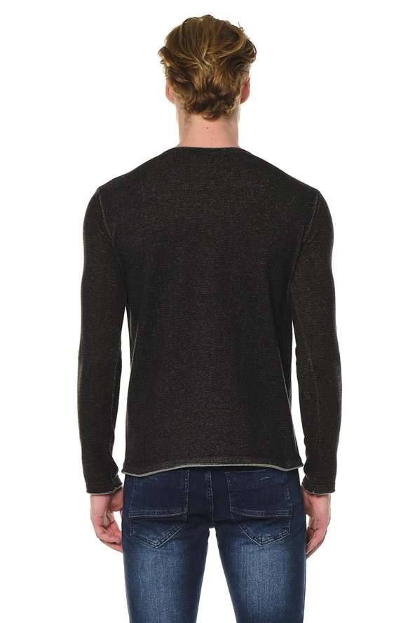 Erkek Bisiklet Yaka Cep Detaylı Pamuklu Triko Kazak - 9