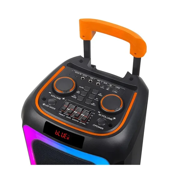 Büyük Boy Bluetooth Hoparlör Kablosuz Mikrofon Kumanda Tekerlek USB BT TF FM Destekli Party Speaker - 3