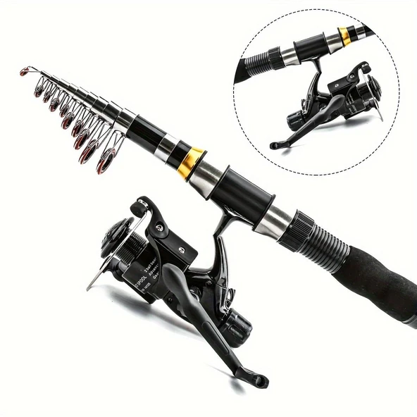 Valkyrie 1. Kalite Tam Takım Balık Olta Seti 2.3m Çantalı Aksesuarlı 10 Boğum Teleskopik Kamış CB240 Motor - 5